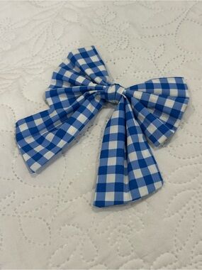 Eleanor Rose Blue and White Gingham Bow Hair Clip